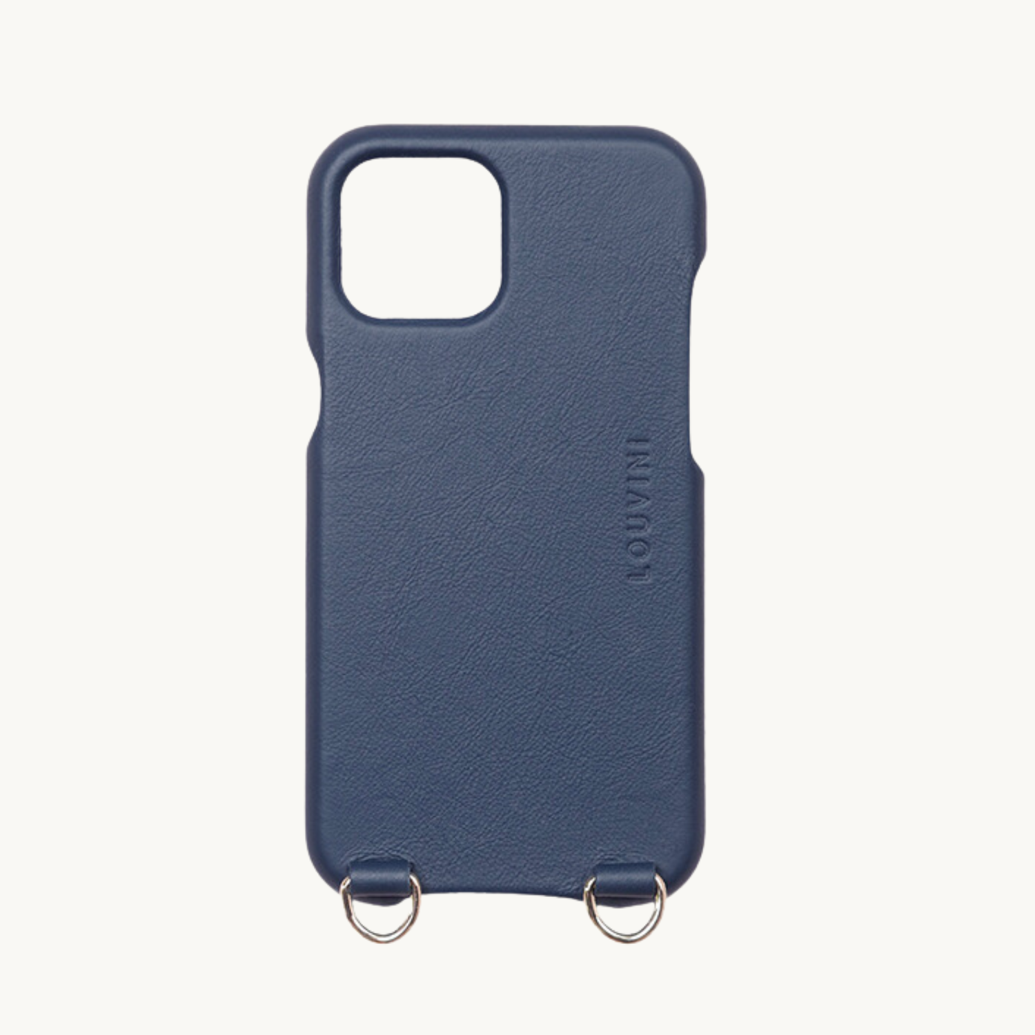 coque iphone en cuir bleu marine personnalisable avec anneaux