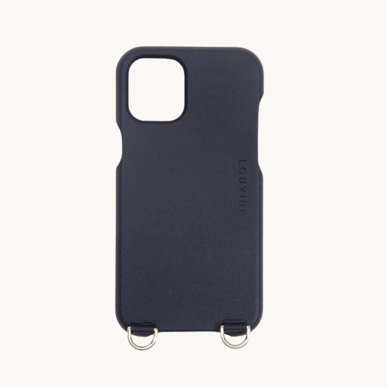 coque iphone en cuir noir personnalisable avec anneaux