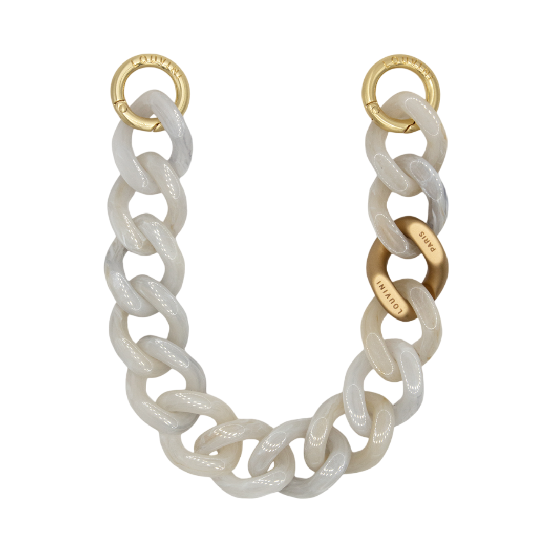 Bracelet de téléphone en résine blanc marbre