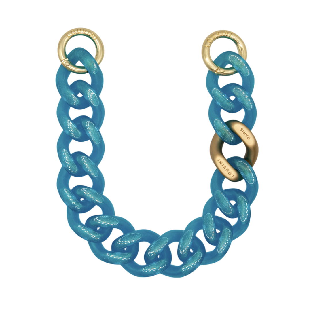 Bracelet de téléphone en résine bleu glacé