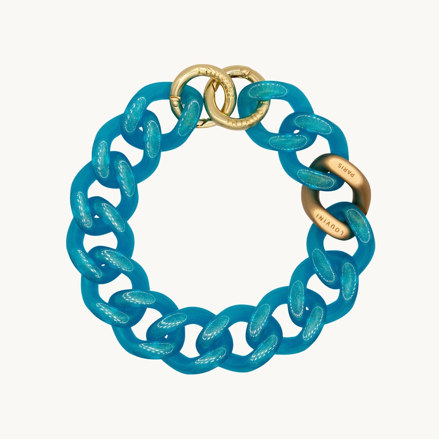 Bracelet de téléphone en résine bleu glacé