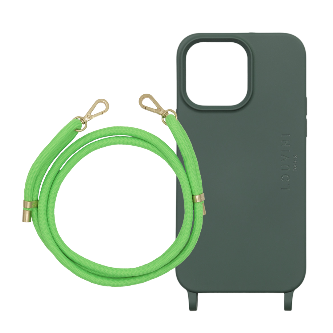 Coque Milo iPhone Olive & Cordon Tessa POP - Vert Fluo