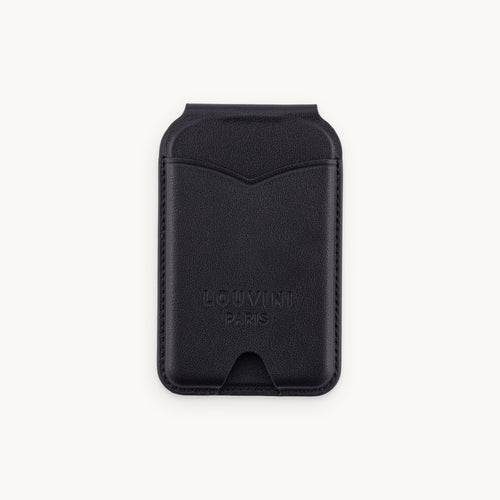 Porte-cartes MagSafe noir pour coque de téléphone, accessoire pratique et tendance