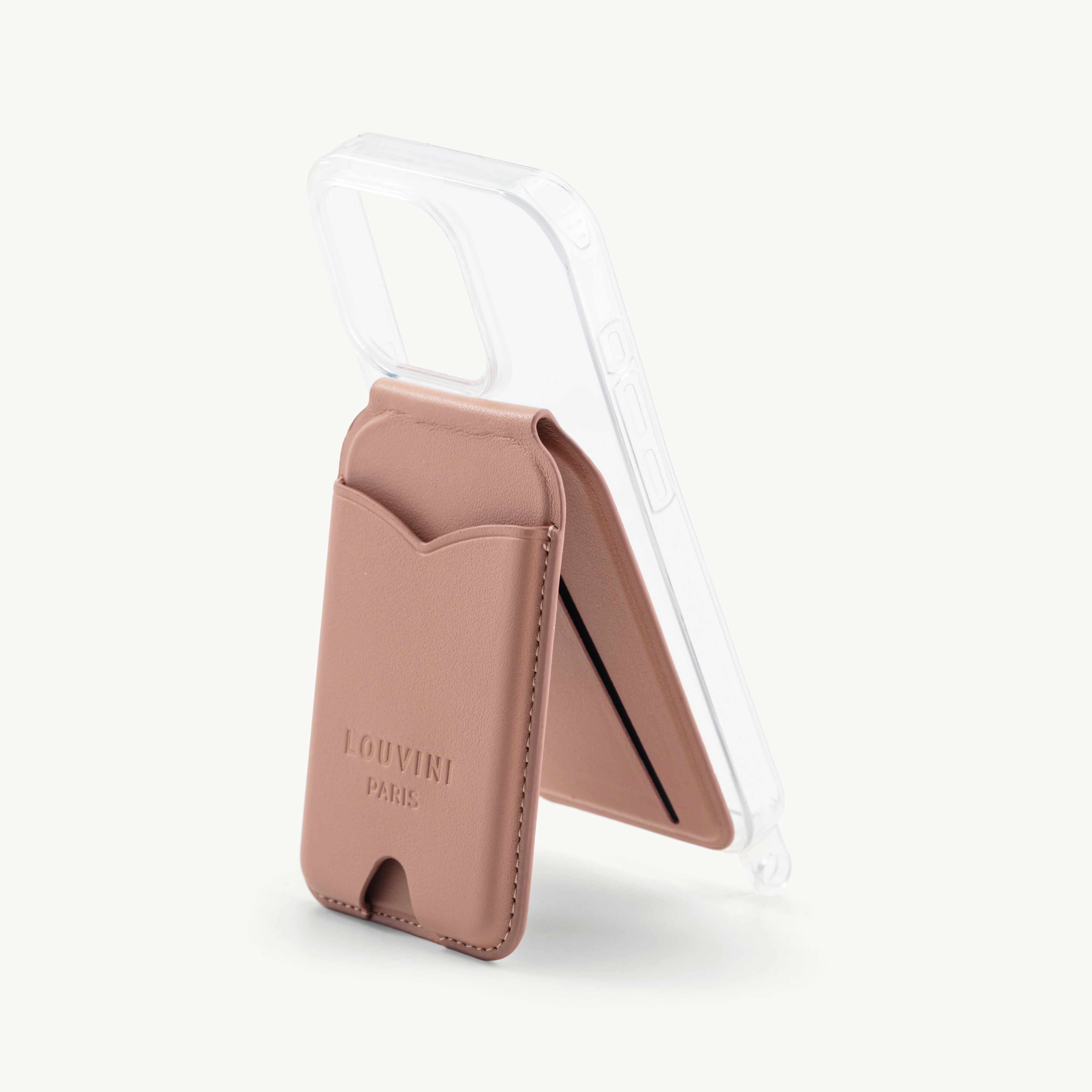 Porte-cartes MagSafe rose pour coque de téléphone, accessoire pratique et tendance