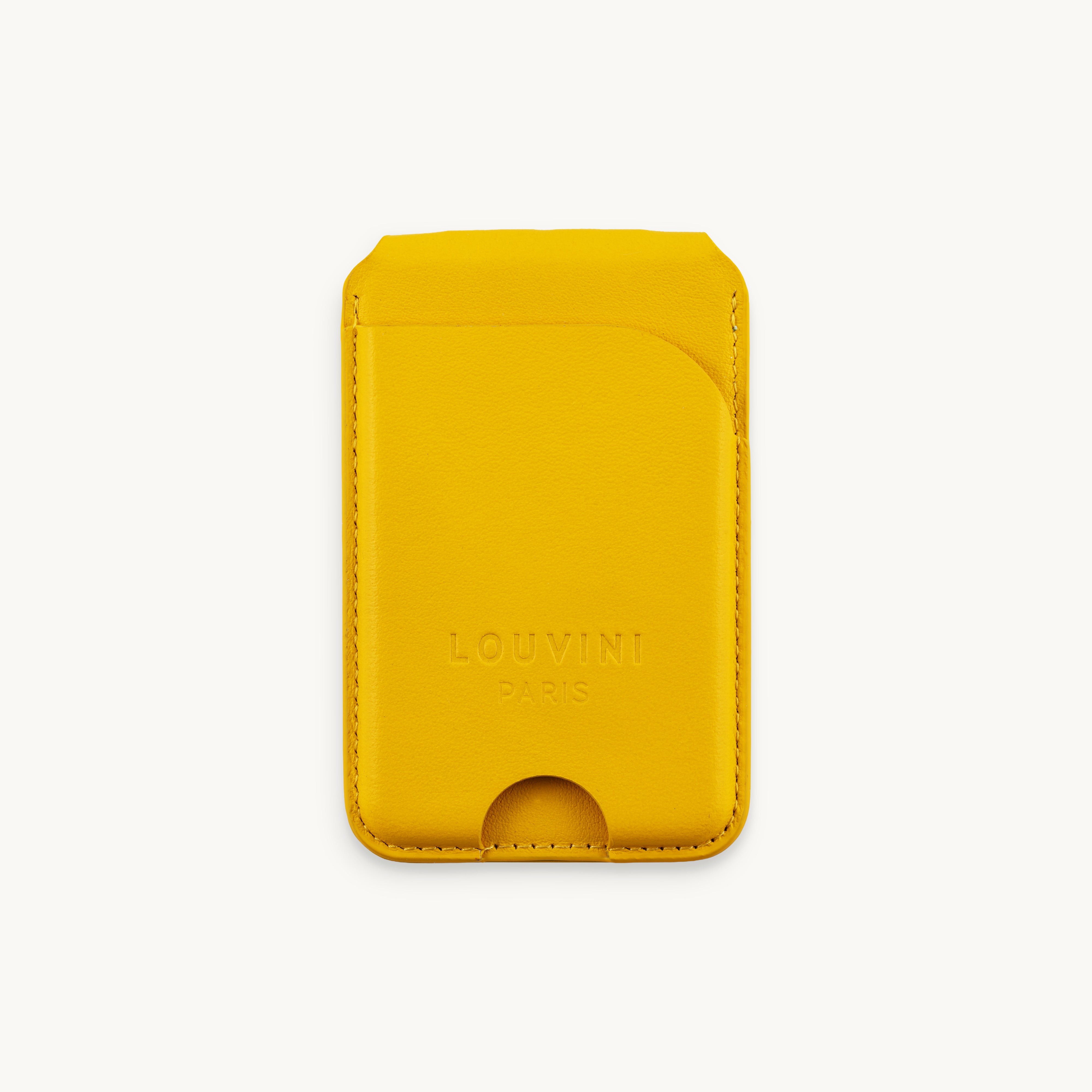 Porte-cartes MagSafe jaune pour coque de téléphone, accessoire pratique et tendance