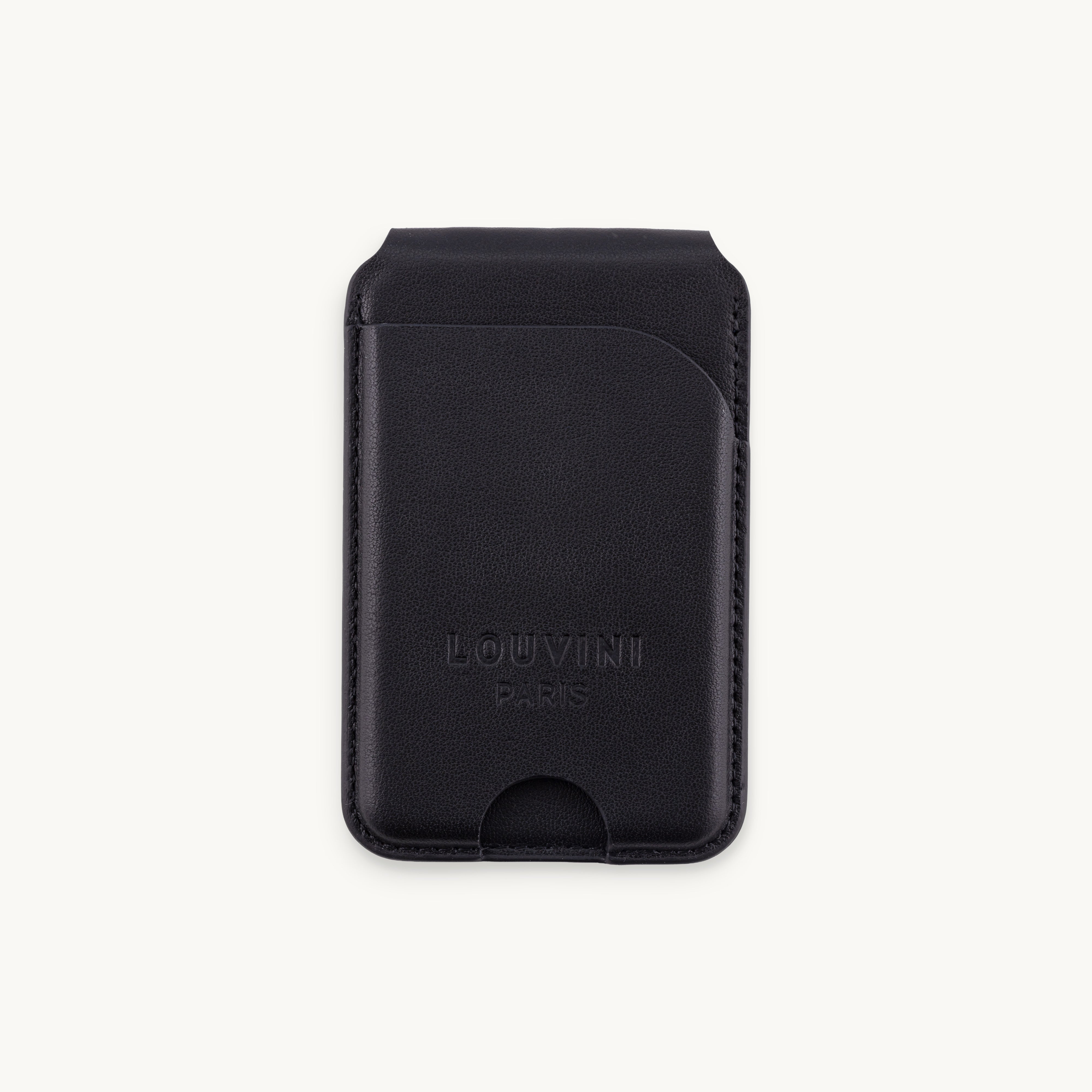 Porte-cartes MagSafe noir pour coque de téléphone, accessoire pratique et tendance