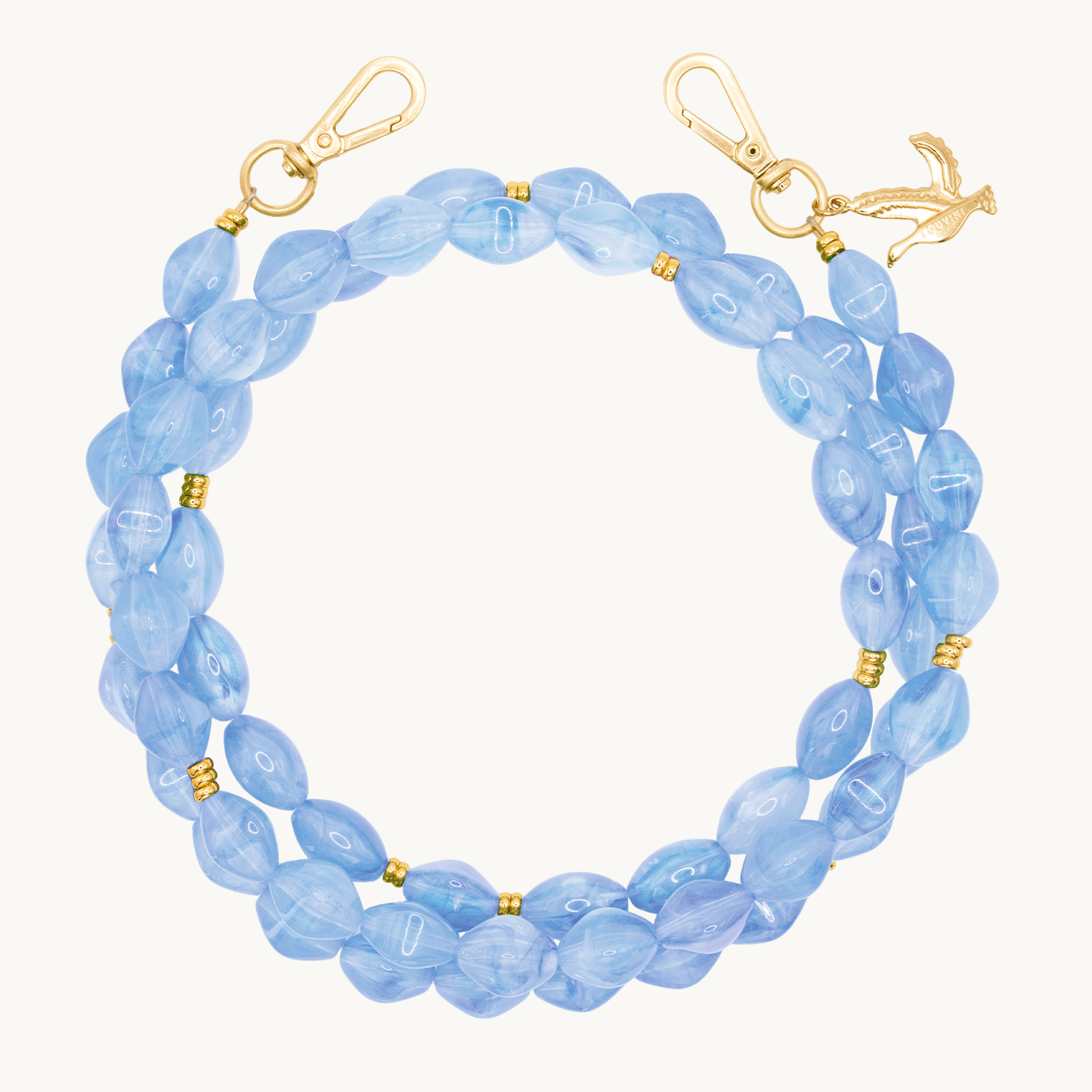 Chaine telephone perles bleu ciel