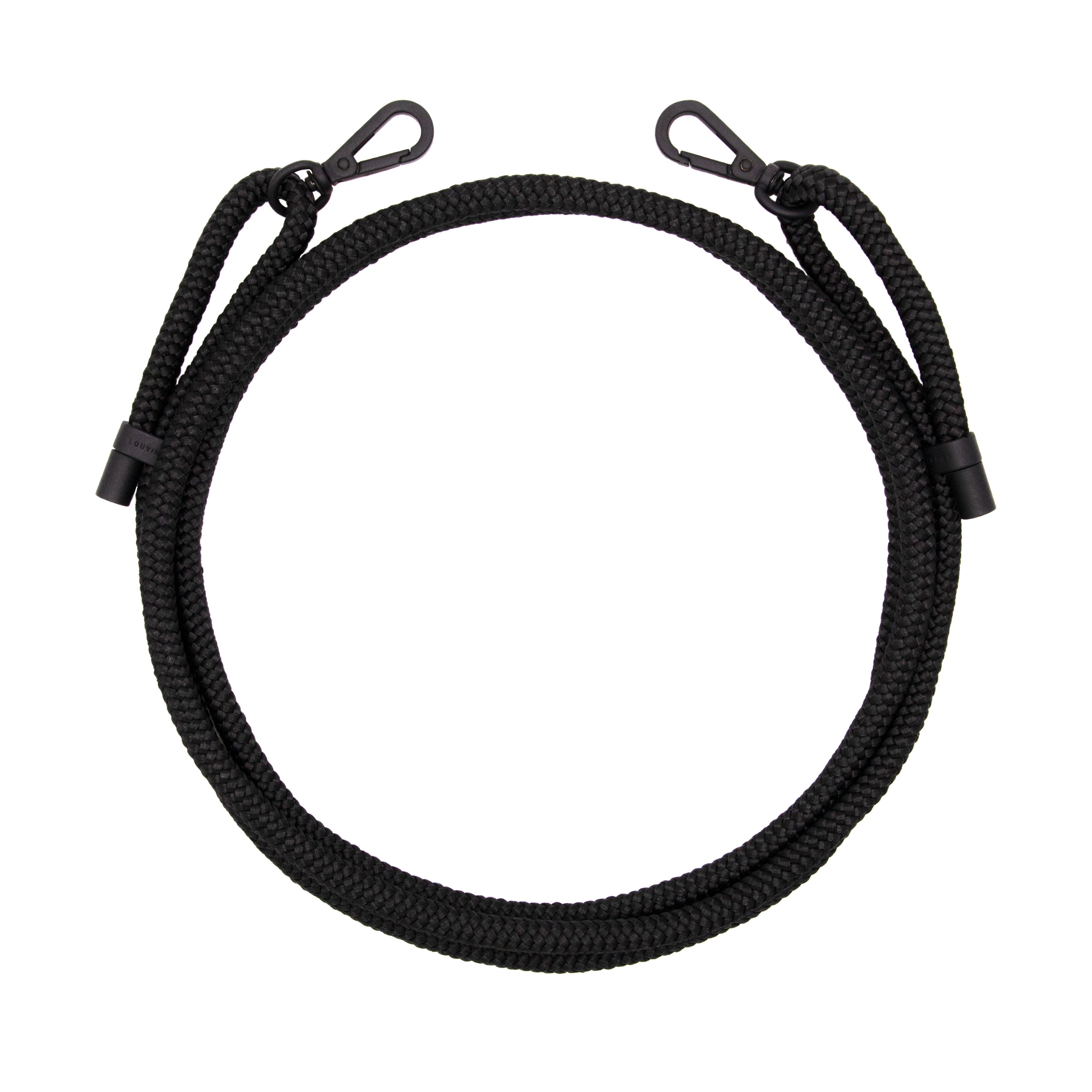 Cordon de téléphone bandoulière noir avec mousquetons