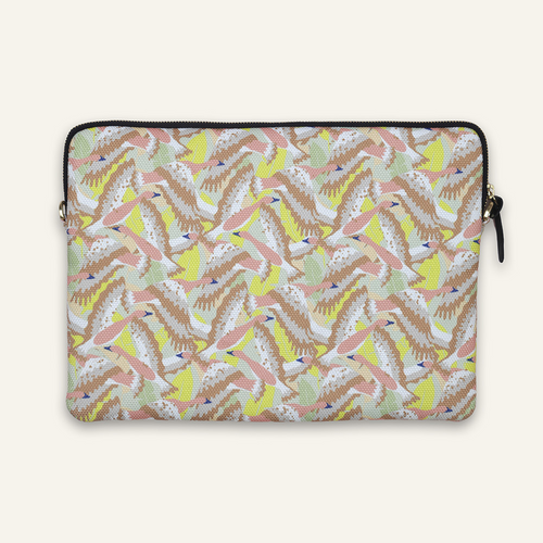 Pochette ordinateur STELLA Oiseaux - Jaune