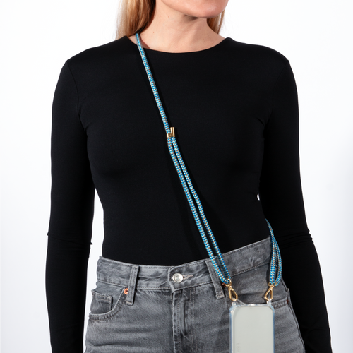 Cordon de telephone ajustable double bleu