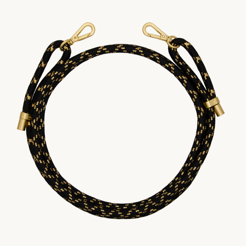 Cordon de telephone ajustable noir dore