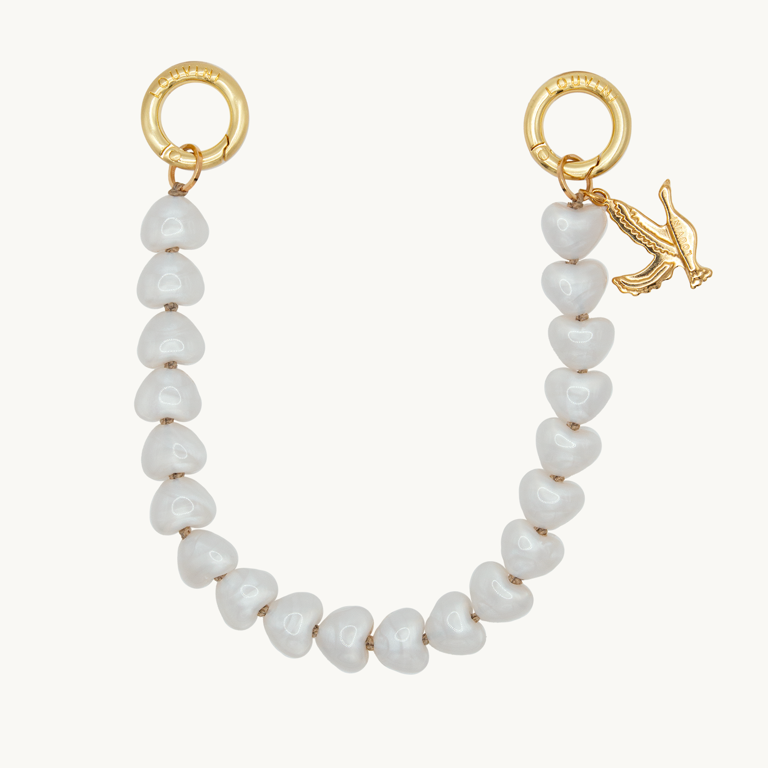 Petite chaine de telephone en coeur blanc