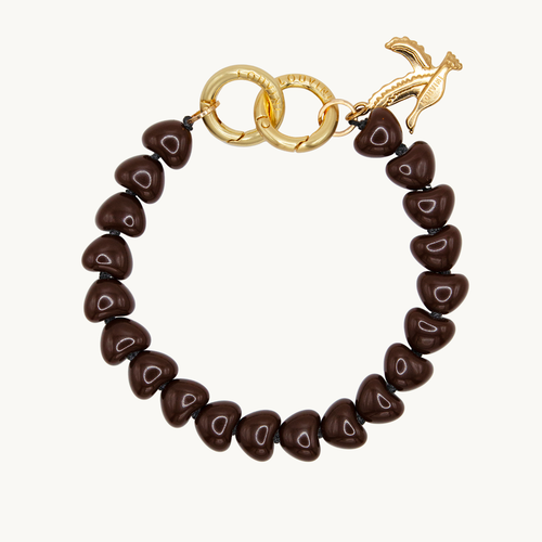 Petite chaine de telephone en coeur marron