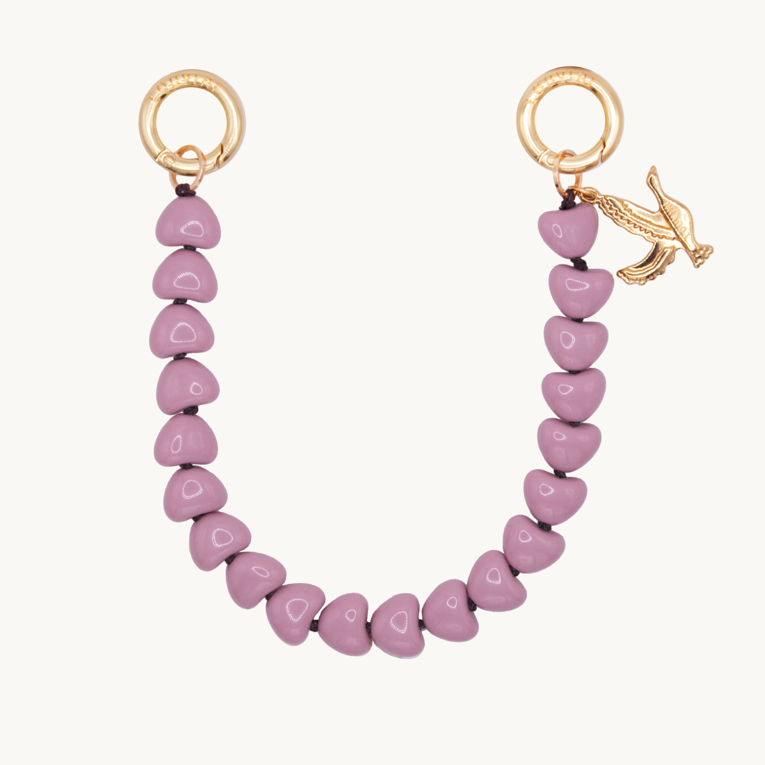 Petite chaine de telephone en coeur rose antique