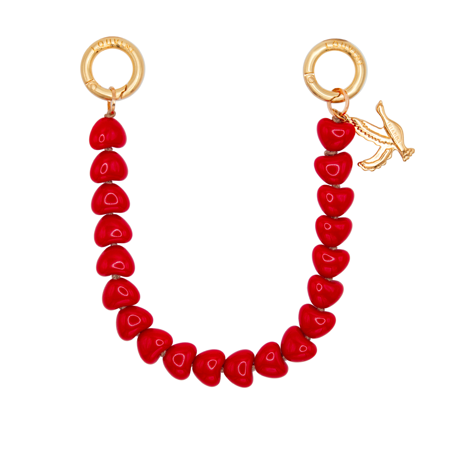 Petite chaine de telephone en coeur rouge