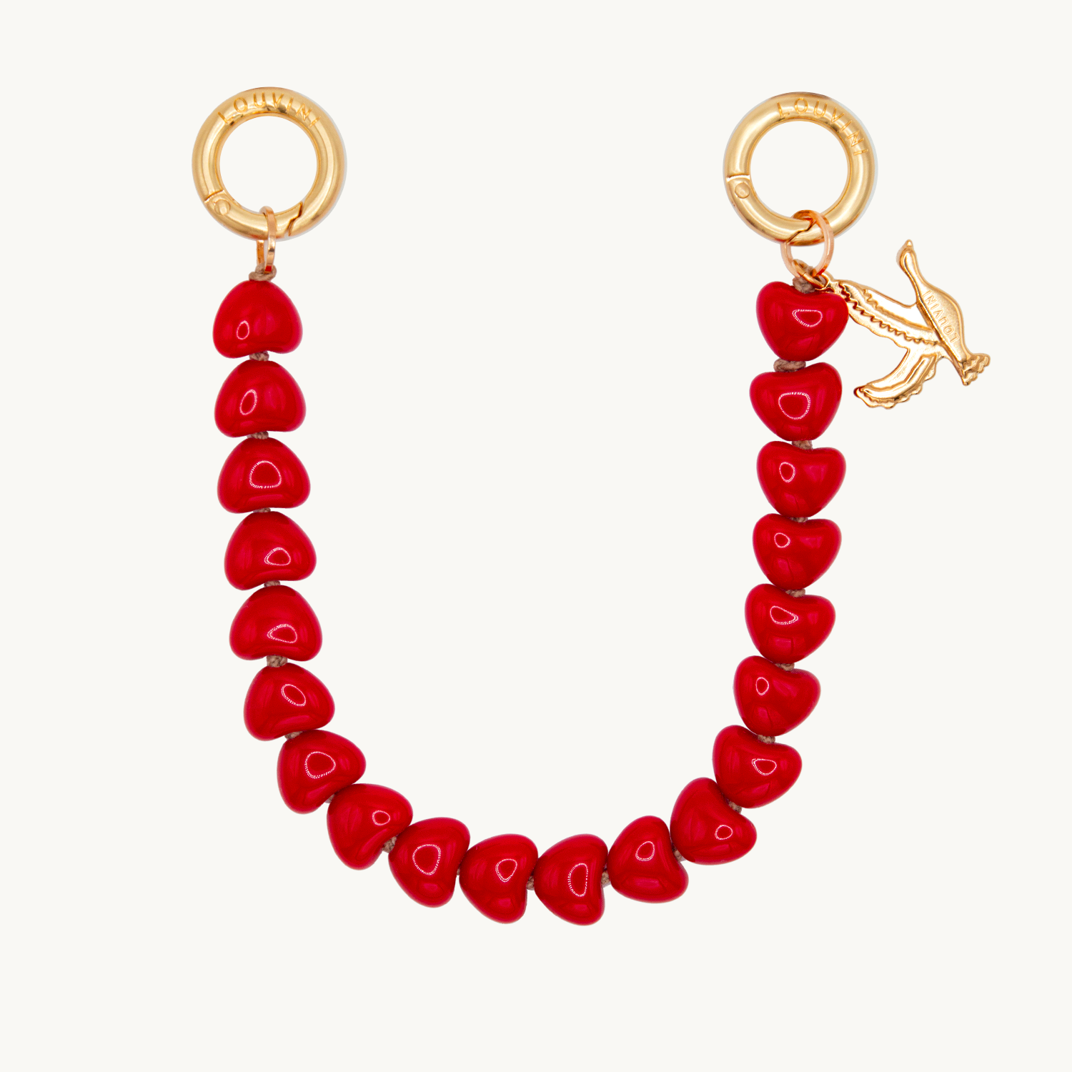 Petite chaine de telephone en coeur rouge