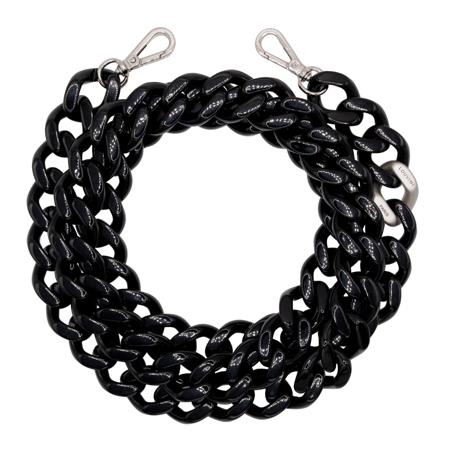 Chaine de telephone argente noir