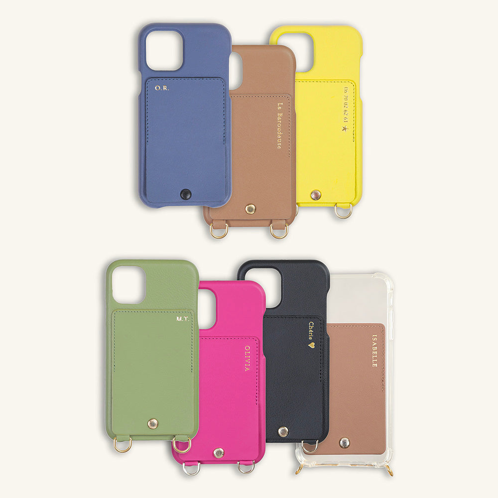 Coque iPhone cuir porte carte avec anneaux LOU personnalisable