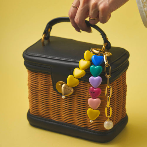 porte cle gri gri petits coeurs multicolores