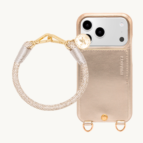 Coque iPhone LOU Doré Métallisé & Bracelet PETIT KELLY Doré