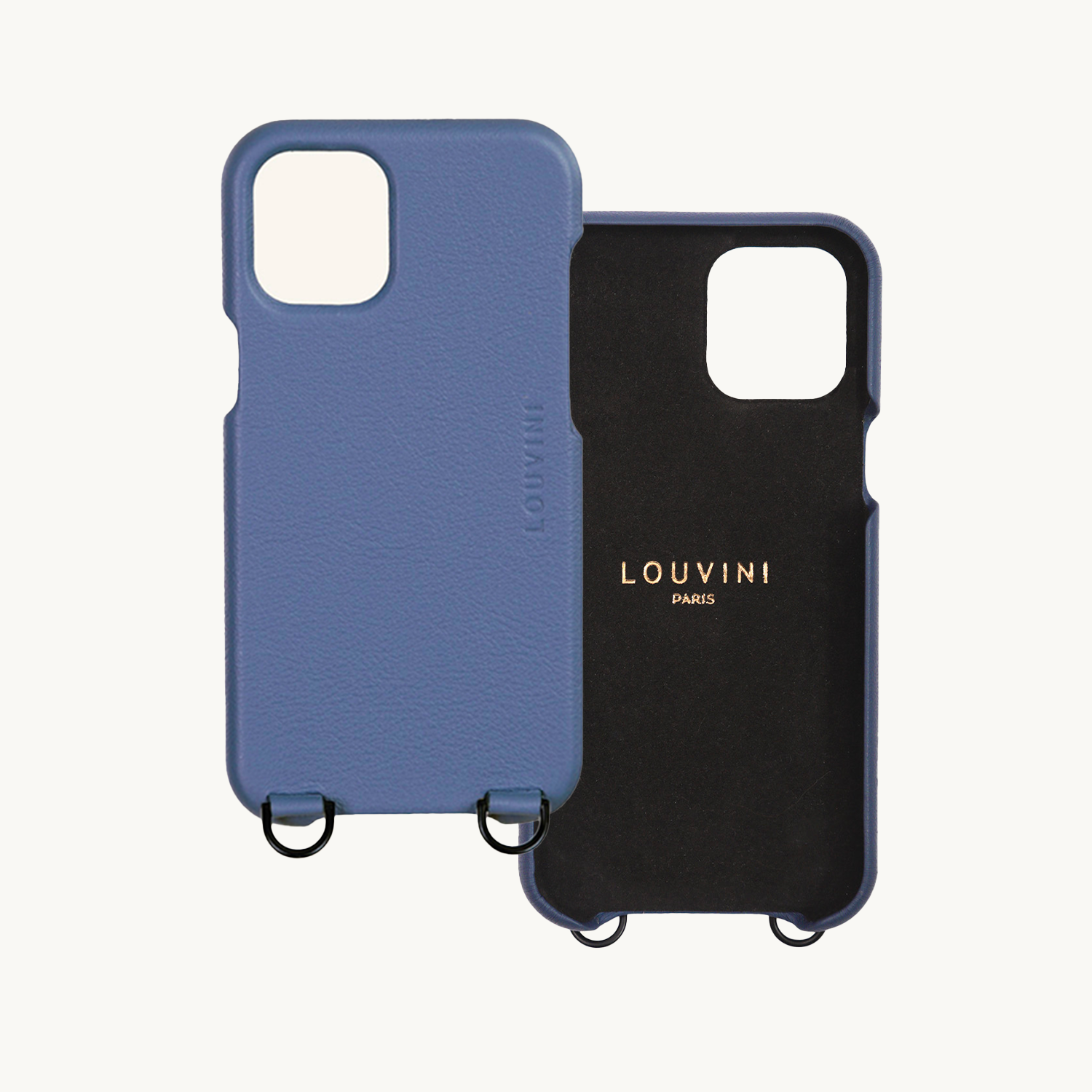 COQUE IPHONE CUIR PORTE CARTE AVEC ANNEAUX OSCAR - BLEU